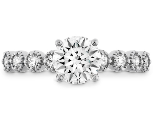 DIAMOND BAR SINGLE PRONG MILGRAIN ENGAGEMENT RING