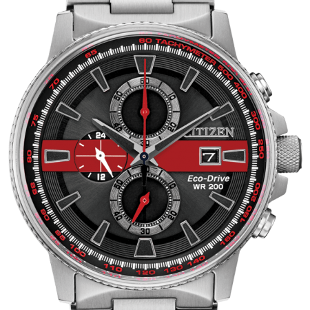 Citizen Men's Thin Red Line Watch Chronograph 200M WR Eco Drive CA0299-57E
