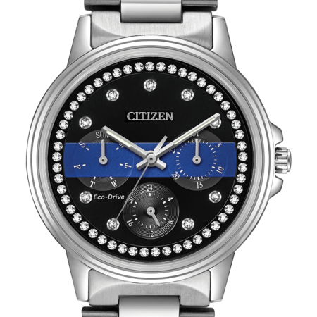 Citizen Ladies Thin Blue Line Multifunction Dial Crystal Women's Watch