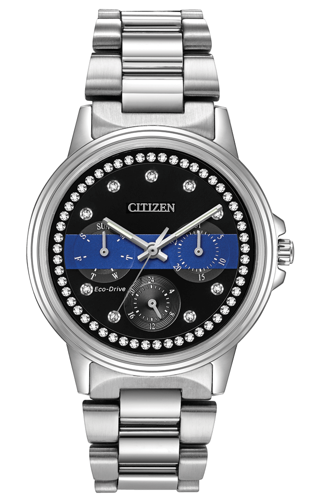 Citizen Ladies Thin Blue Line Multifunction Dial Crystal Women's Watch
