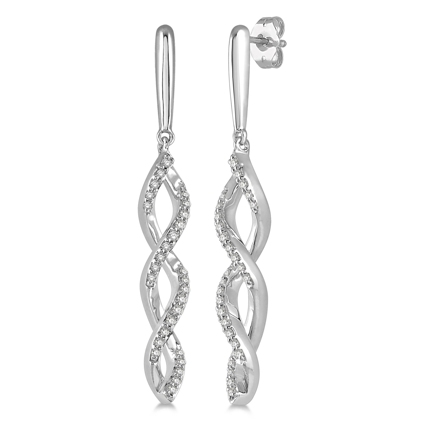 683D7TSERWG .20CT Diamond Swirl Long Earrings
