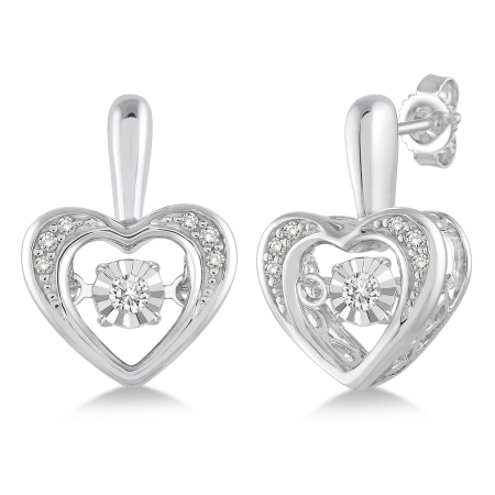 .08CT Diamond Heart Emotion Earrings