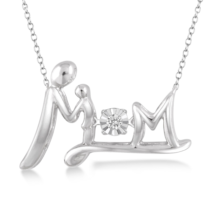 .03CT Diamond Mom Motion Pendant