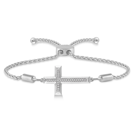 .07CT Diamond Cross Lariat Bracelet