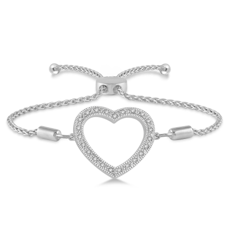 .08CT Diamond Heart Lariat Bracelet