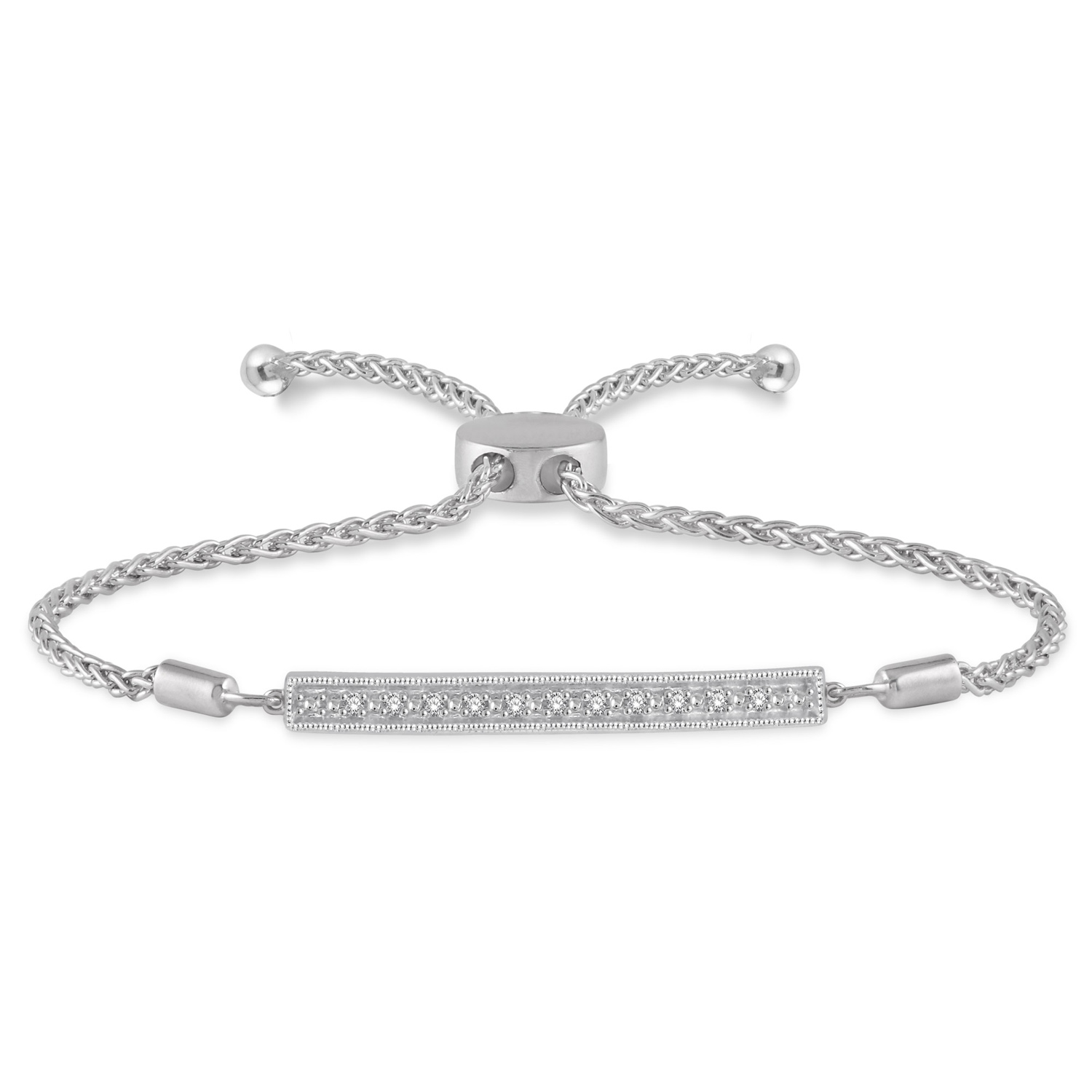 81029SSSLTB .06CT Diamond Bar Lariat Bracelet