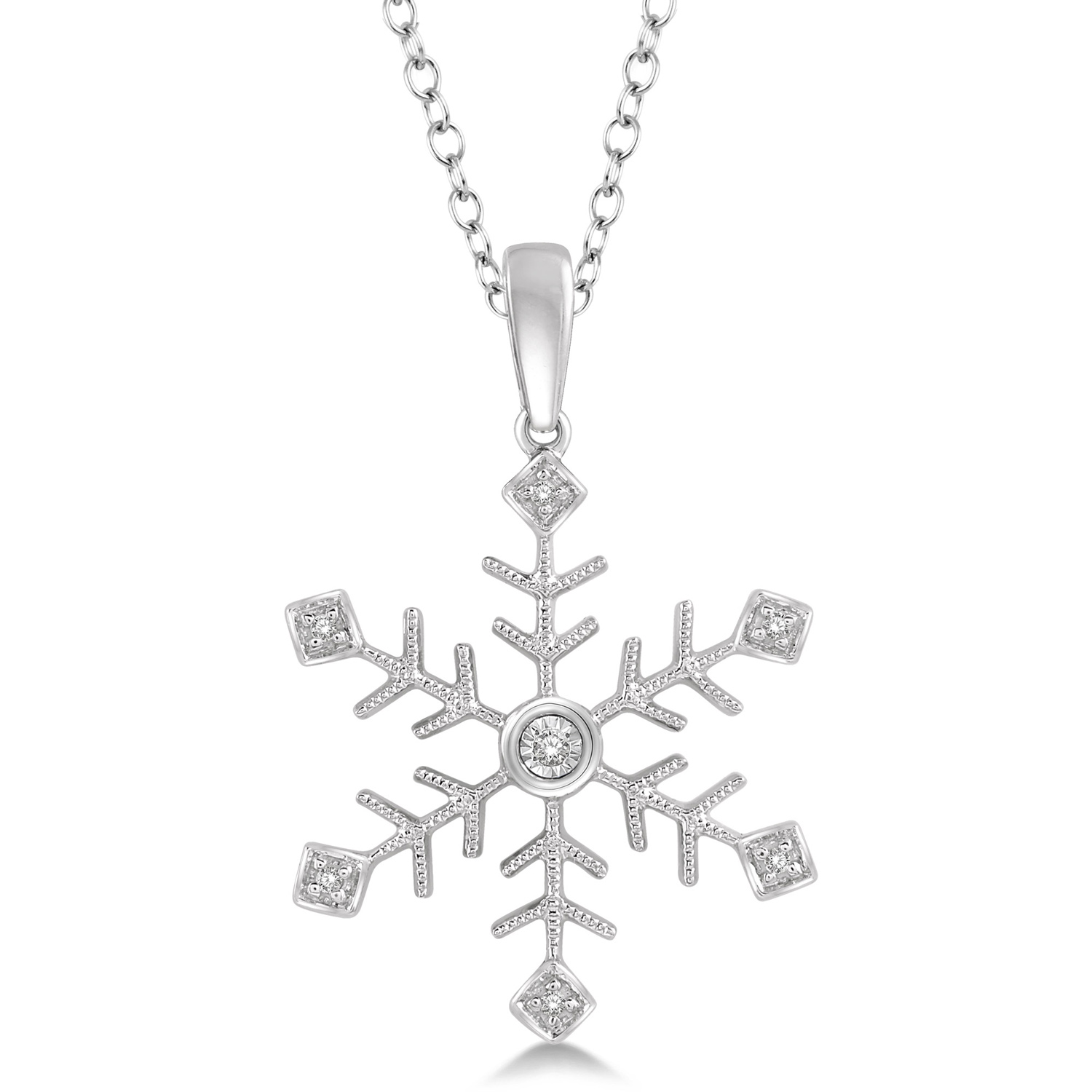 84079SSSLPD .03CT Diamond Snowflake Pendant