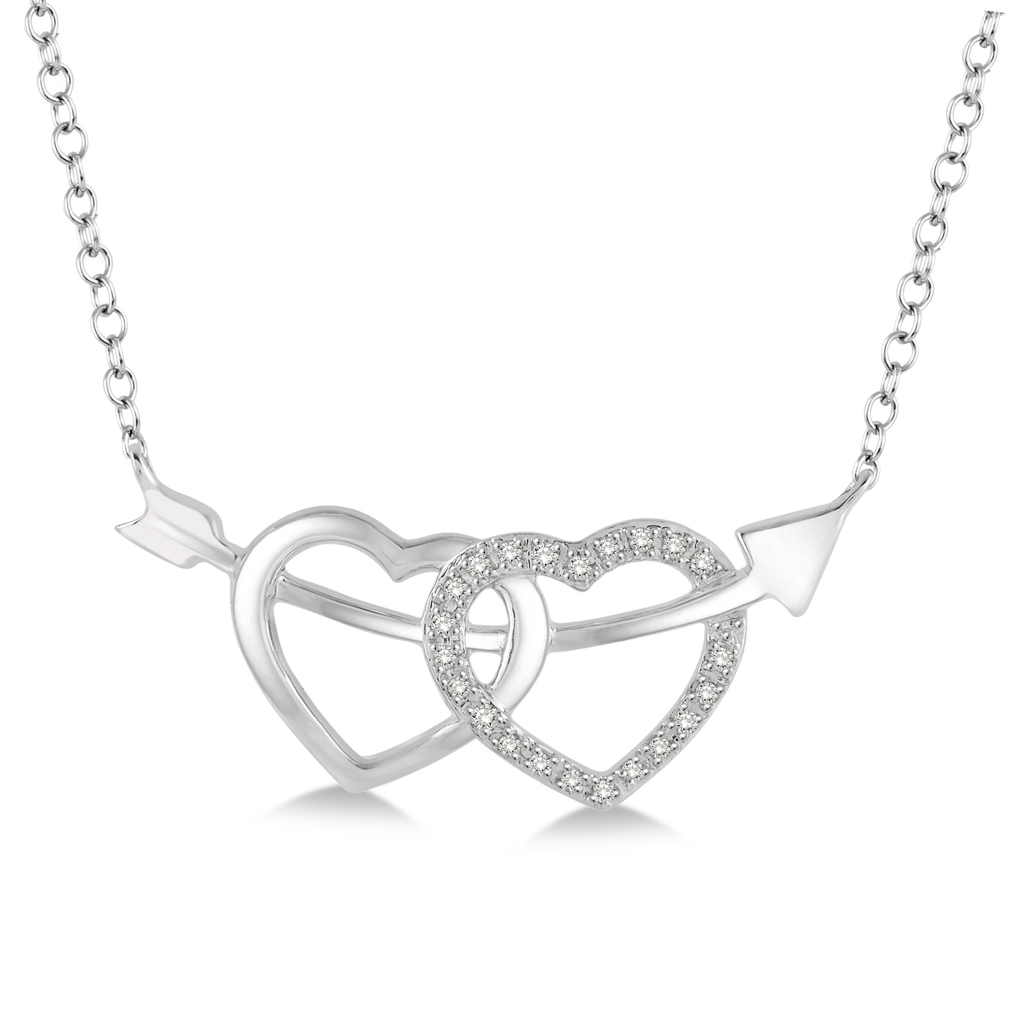 .05CT Diamond Twin Heart Arrow Pendant