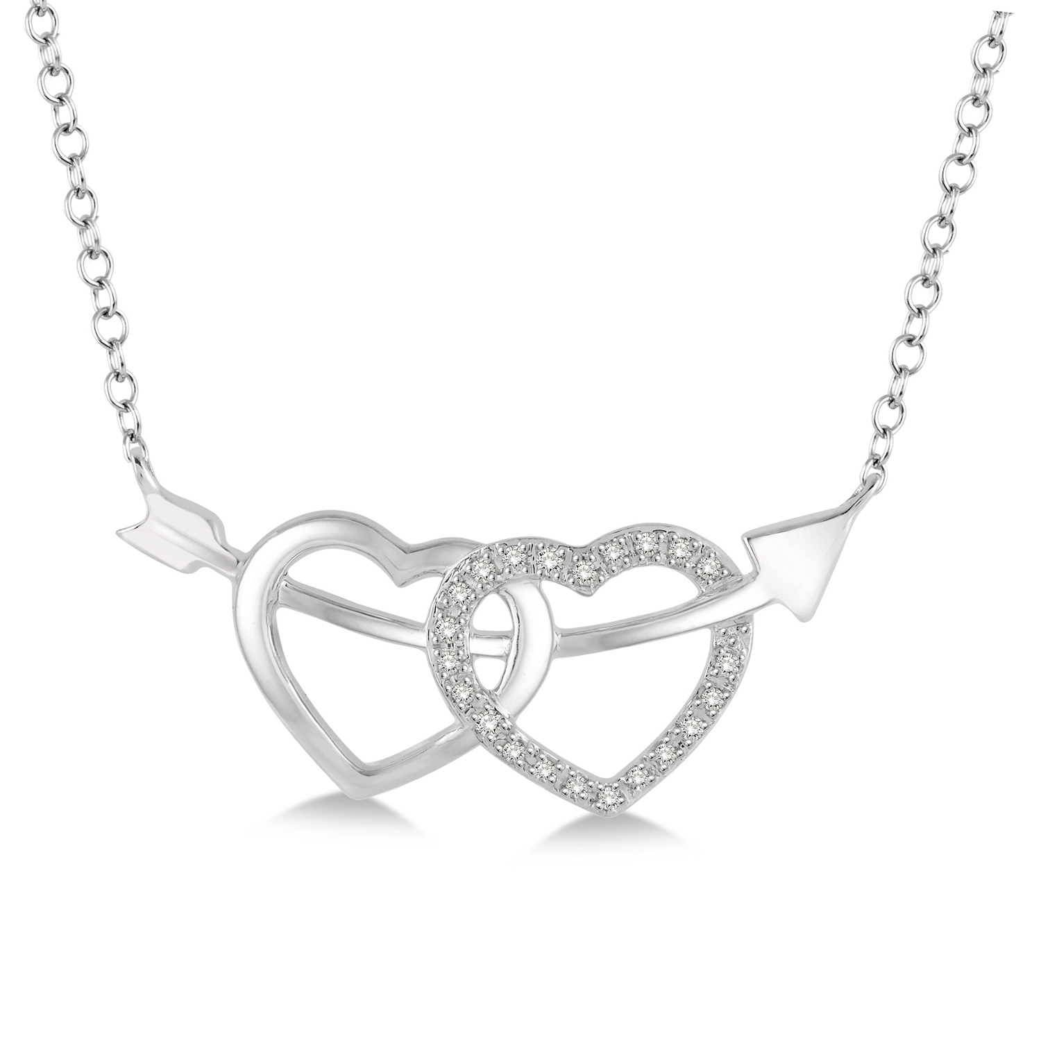 86549SSSLPD .05CT Diamond Twin Heart Arrow Pendant