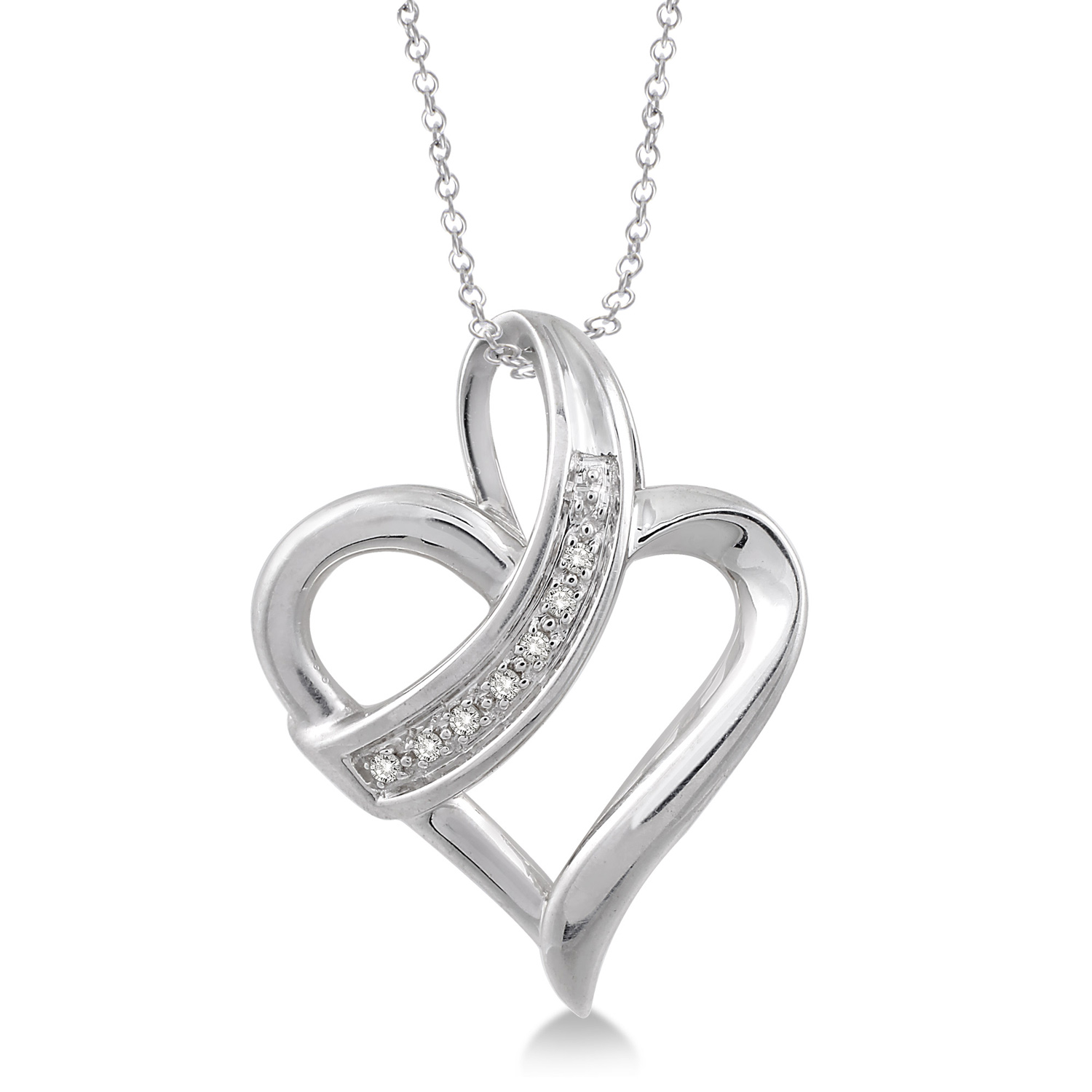 86569SSSLPD .05CT Heart Silver Pendant