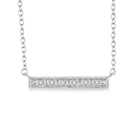 .05CT Diamond Bar Silver Necklace