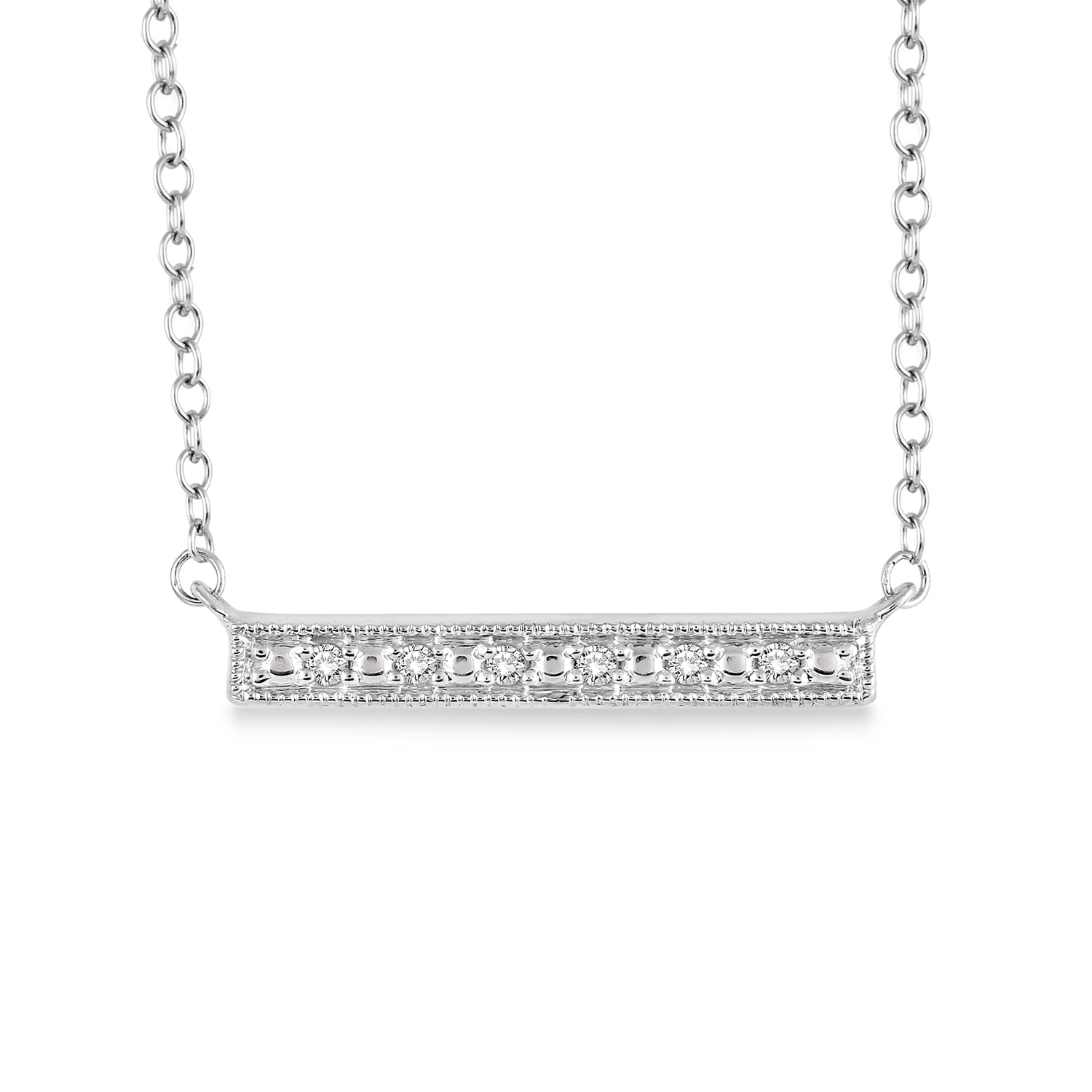 86979SSSLPD .05CT Diamond Bar Silver Necklace