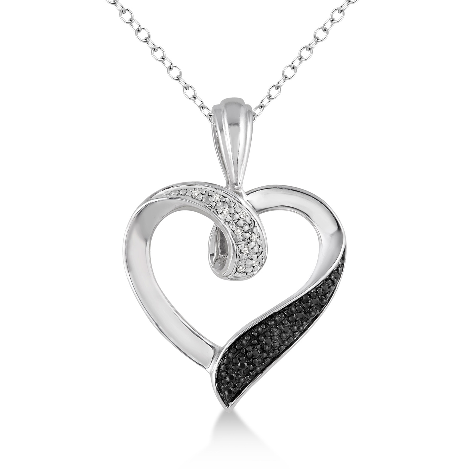 .12CT White & Black Diamond Heart Pendant
