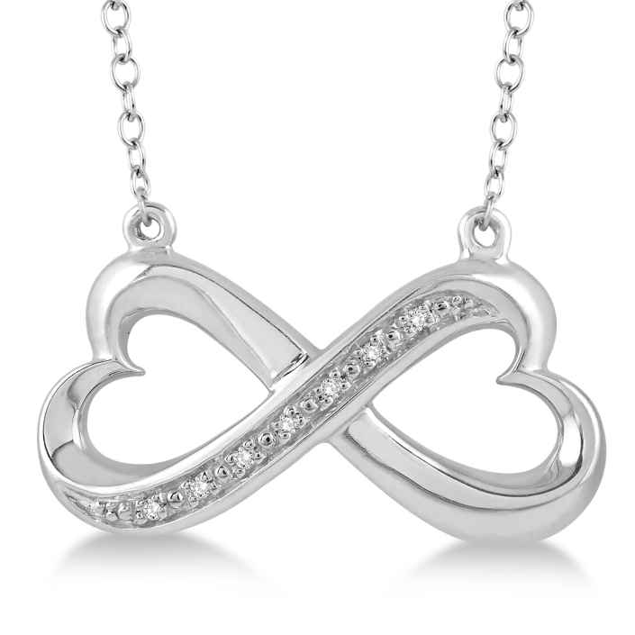 .03CT Diamond Heart Infinity Silver Pendant