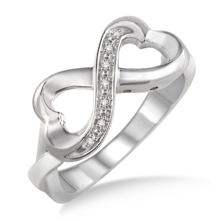 .03CT Infinity Heart Diamond Ring WG