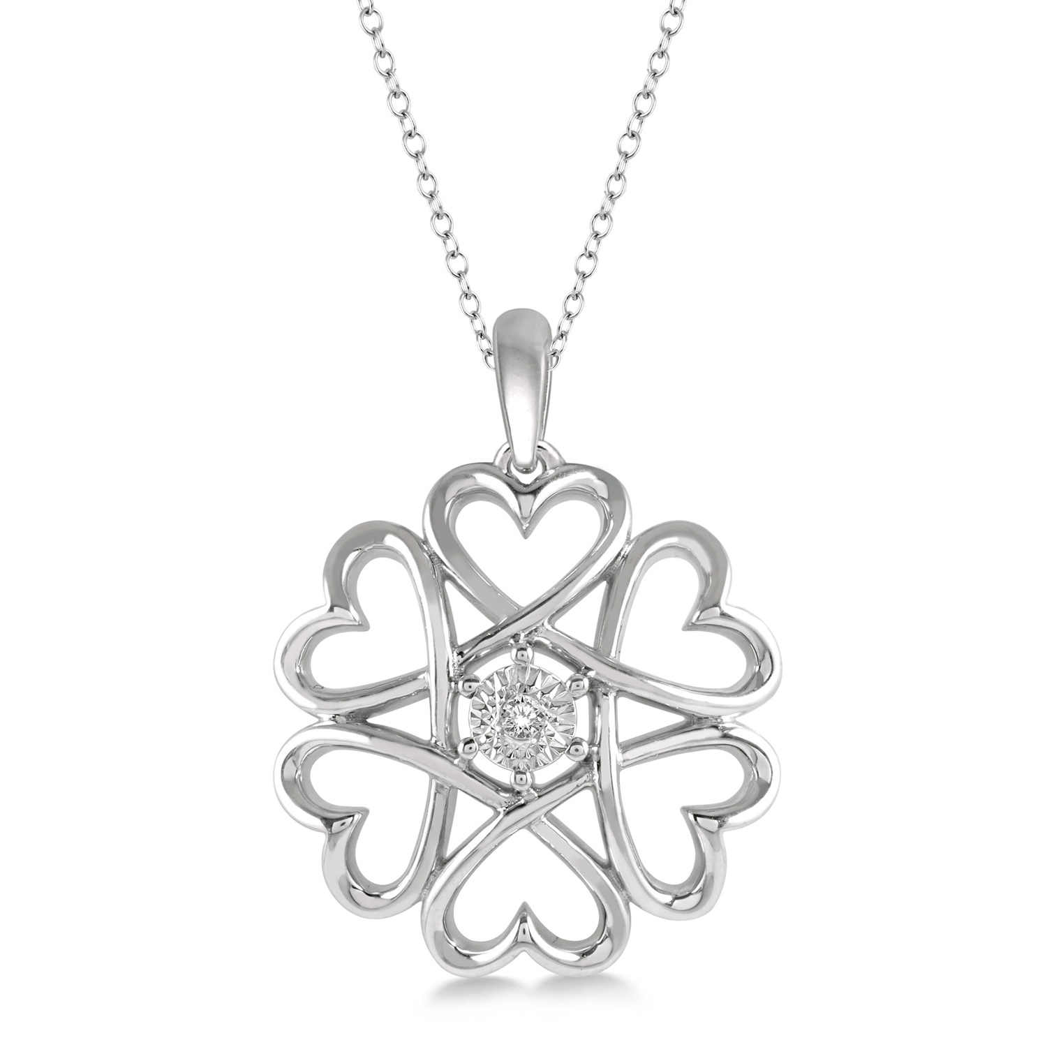 .01CT Infinity Heart Charm Diamond Pendant