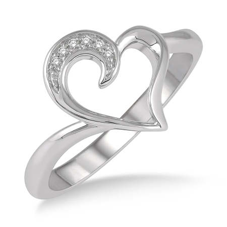 .03CT Hollow Center Heart Ring WG