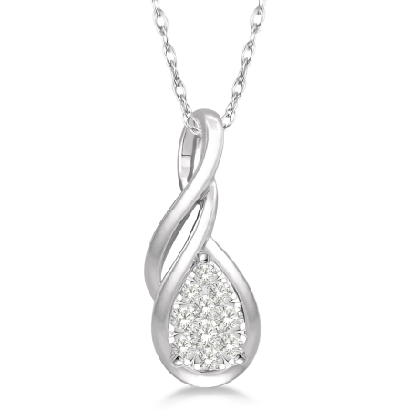 .12CT Lovebright Entwined Pear Diamond Pendant WG