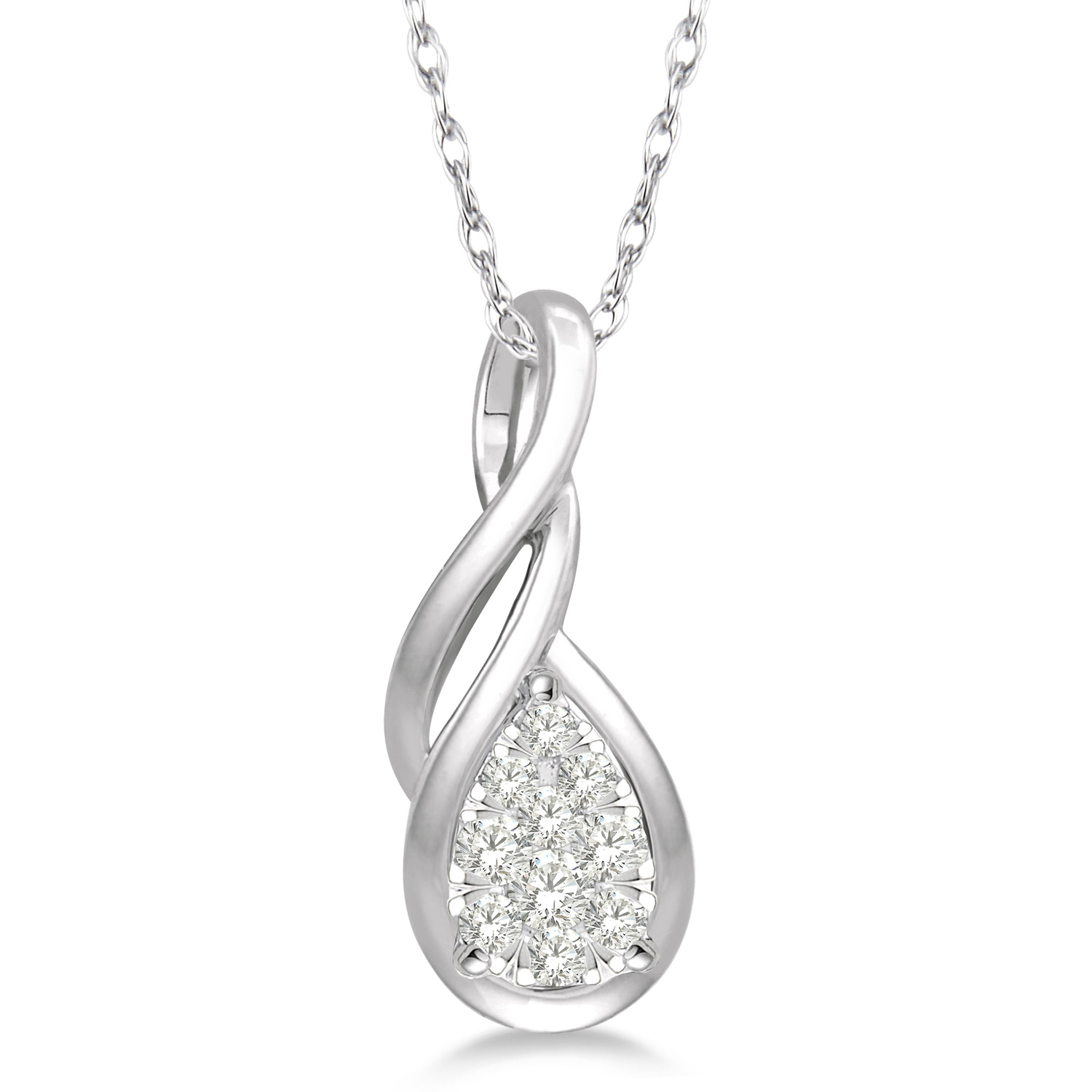 900A8FHPDWG .12CT Lovebright Entwined Pear Diamond Pendant WG