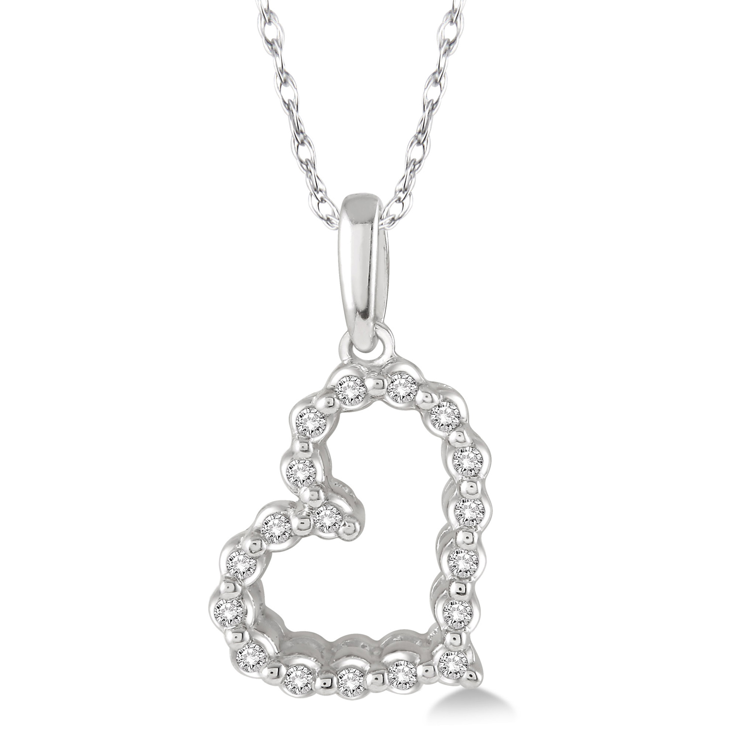 93718TSPDWG .10CT Diamond Heart Necklace WG