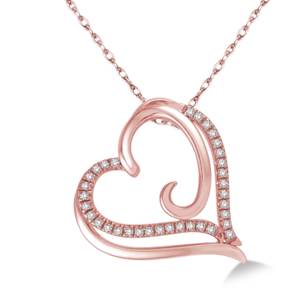 .10CT Diamond Heart Necklace Rose Gold