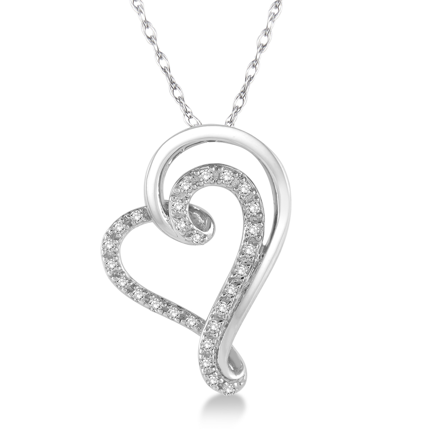93888TSPDWG Diamond Heart Pendant WG .15CT