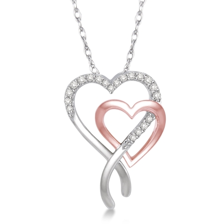 Diamond Double Heart Necklace .15CT