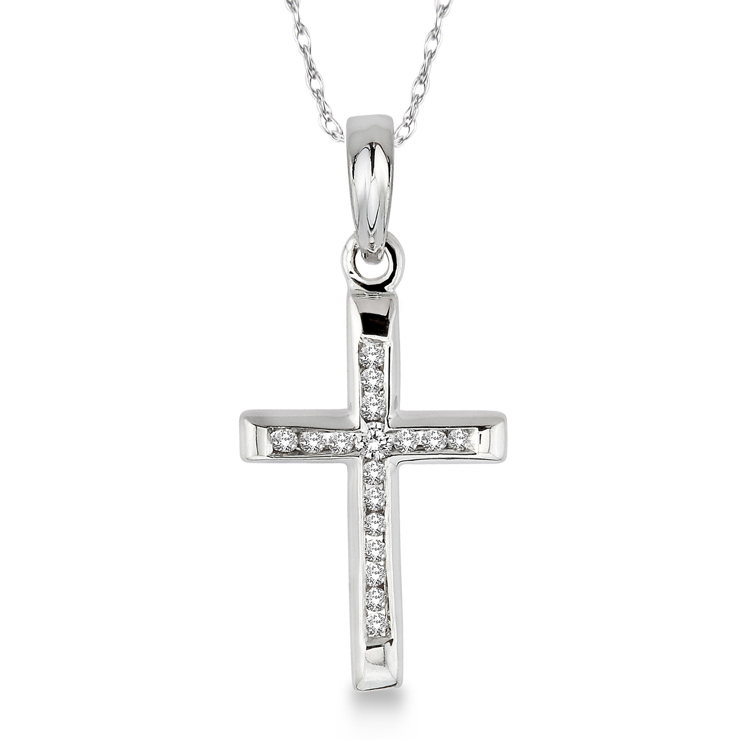 95118TXPDW Channel Diamond Cross Pendant .10CT