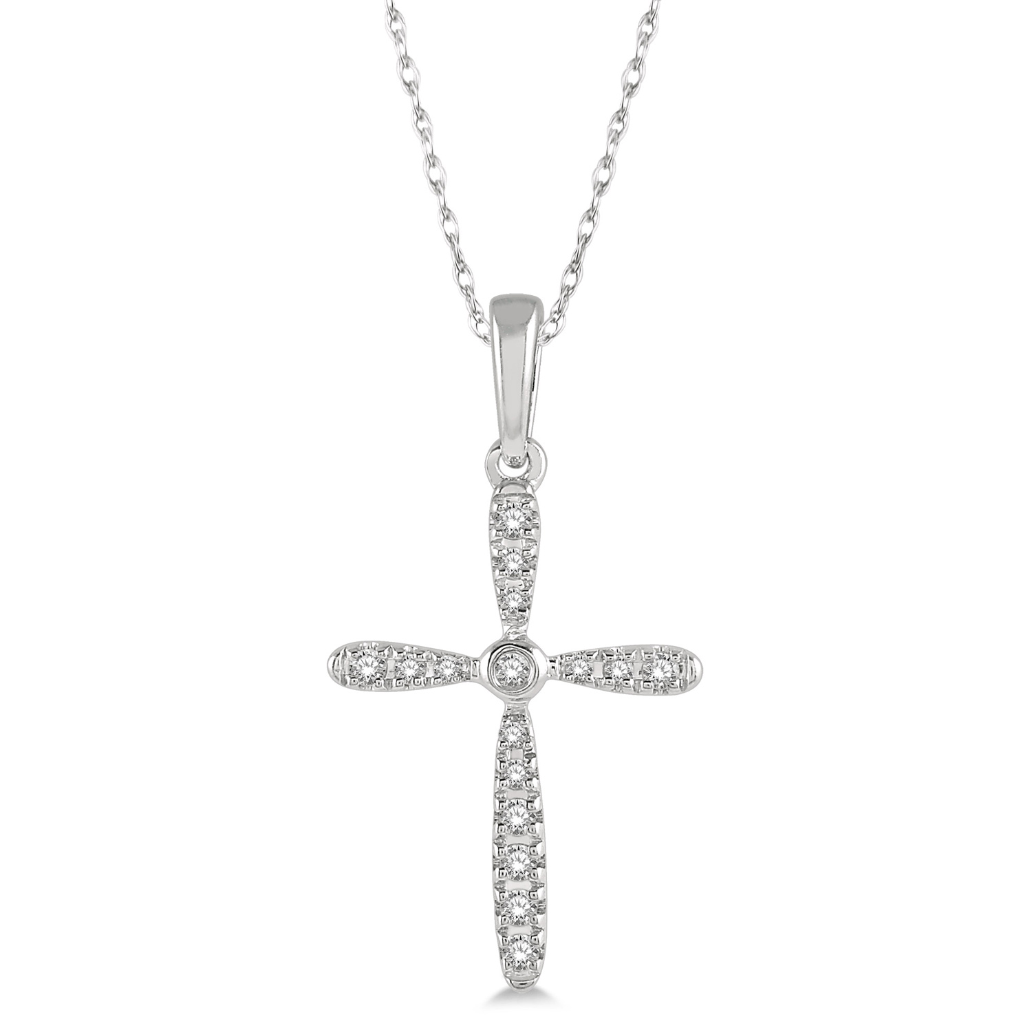 954A8TSPDWG Diamond Cross Pendant WG .10CT