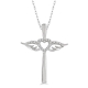 Diamond Angel Wings & Heart Cross .10CT silver