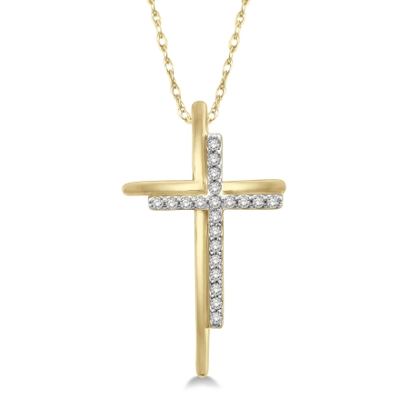 Double Cross Diamond Necklace .10CT