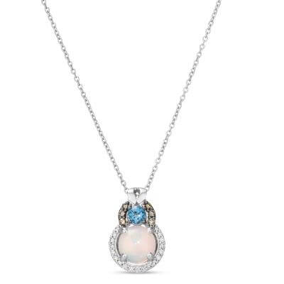 14K Vanilla Gold Pendant Neopolitan Opal 3 4 cts. Deep Sea Blue Topaz 1 6 cts. Chocolate Diamonds 1 20 cts. Vanilla Diamonds 1 10 cts. The Diamond Center Where Wisconsin Gets Engaged